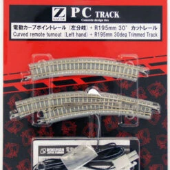Rokuhan R057 Curved Remote Turnout Left Hand & R195mm 30 Track (Z Scale)