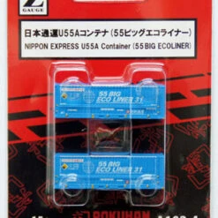 Rokuhan A102-4 U55A Container Nippon Express (55 Big Ecoliner Blue) (2 Pcs.) (Z Scale)