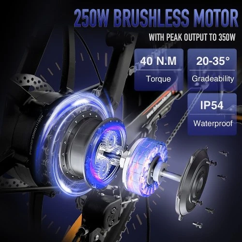 FAFREES F20 20-inch Fat Tire 250W Brushless Motor Folding Electric Bike 120km Power Assistance Range - Image 4