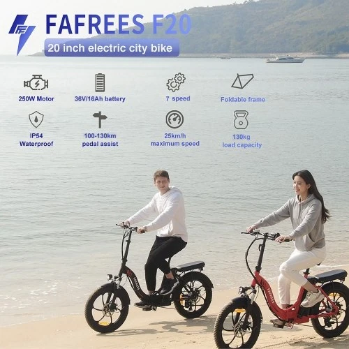 FAFREES F20 20-inch Fat Tire 250W Brushless Motor Folding Electric Bike 120km Power Assistance Range - Image 2