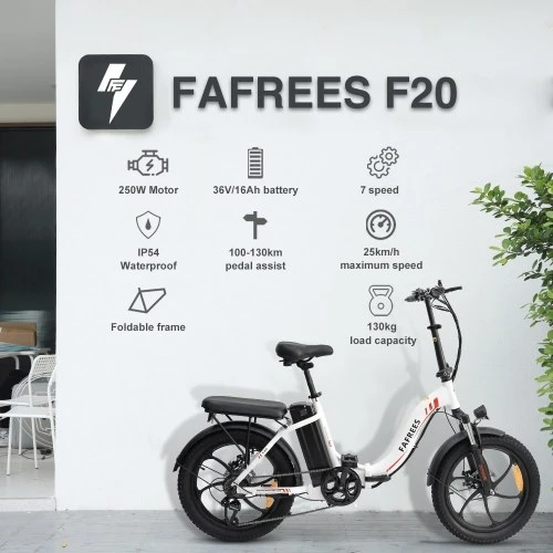 FAFREES F20 20-inch Fat Tire 250W Brushless Motor Folding Electric Bike 120km Power Assistance Range - Image 18