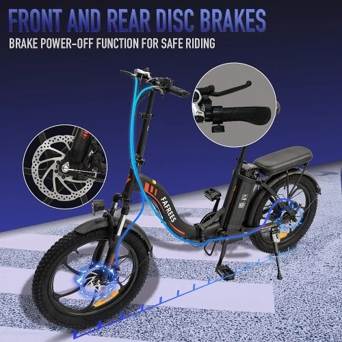 FAFREES F20 20-inch Fat Tire 250W Brushless Motor Folding Electric Bike 120km Power Assistance Range - Image 7
