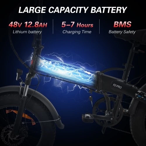 KAISDA K2 Pro Folding Electric Moped Bike Mountain Bicycle 20*4.0 Inch Fat Tire 350W Motor 48V 12.8AH Battery SHIMANO 21 Speed With Smart APP Control - Image 4