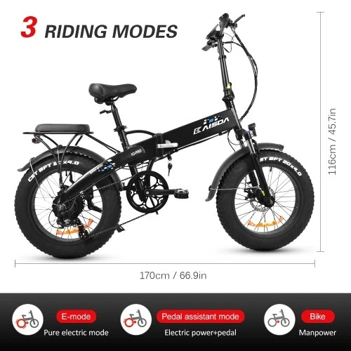 KAISDA K2 Pro Folding Electric Moped Bike Mountain Bicycle 20*4.0 Inch Fat Tire 350W Motor 48V 12.8AH Battery SHIMANO 21 Speed With Smart APP Control - Image 12