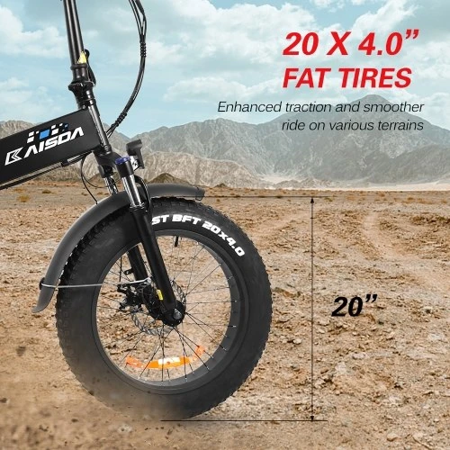 KAISDA K2 Pro Folding Electric Moped Bike Mountain Bicycle 20*4.0 Inch Fat Tire 350W Motor 48V 12.8AH Battery SHIMANO 21 Speed With Smart APP Control - Image 5