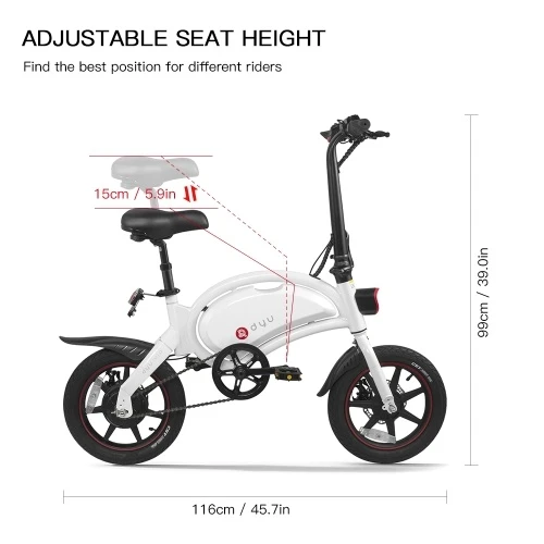 DYU D3+ Ebike 14 Inch 240W Brushless Motor Folding Power Assist Electric Bicycle With App Function - Image 12