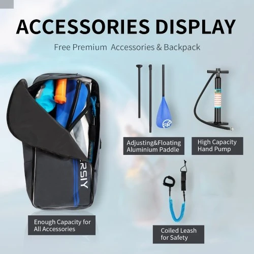 WKERSIY 10.5 Feet Inflatable Stand Up Paddle Board Non-Slip SUP Surf Board With Air Pump Carry Bag For All Skill Levels - Image 5