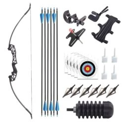 Recurve Archery Set Magnesiums-aluminum Bow And 6 Arrows Set For Child Teenager Beginner Athletes
