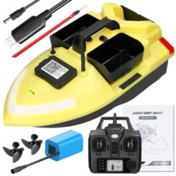 GPS Self-Illuminating Fishing Bait Boat 12000mAh Battery Capacity 500m Remote Control Dual Motor Triple Bin Design 4.4lb Loading